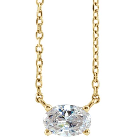 14K Yellow 1/4 CT Natural Diamond Solitaire 16-18 Necklace